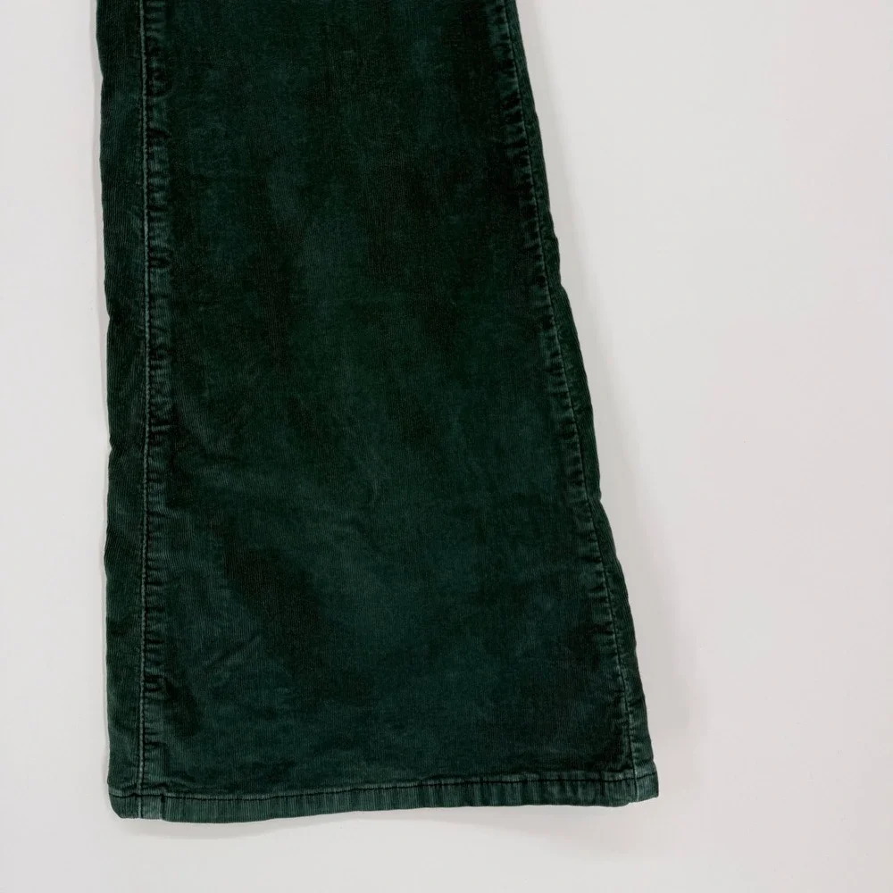We The Free Jayde Cord Flare Jean Kelp Green Corduroy Pants Size 28 Boho